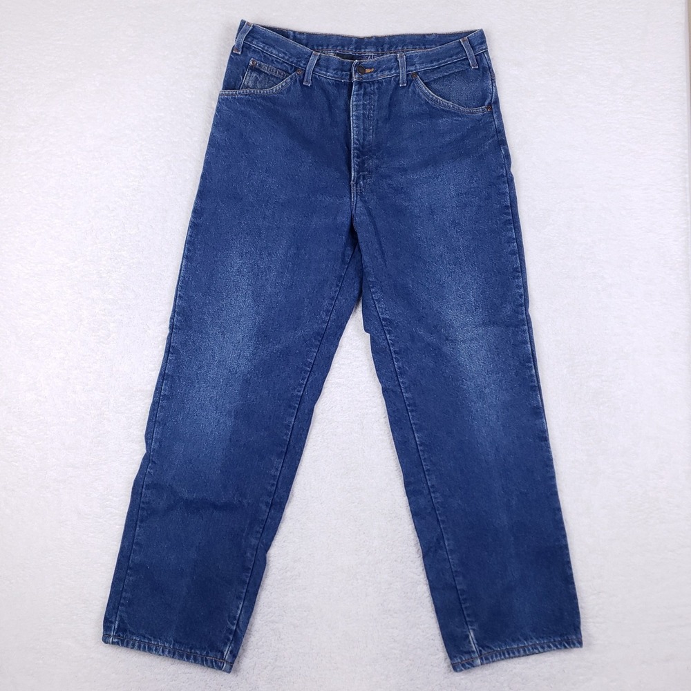 Dickies Plaid Flannel Lined Denim Jeans 36x30 Blue.‎